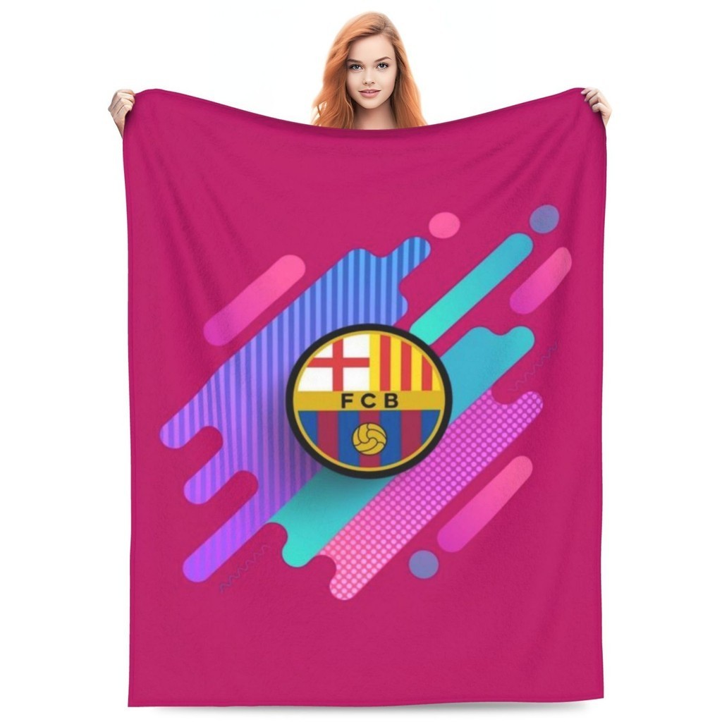 Futbol Club Barcelona Plush ผ้าห่มนุ่มสบายอบอุ่นเหมาะสําหรับเตียงโซฟาเด็กแปลกสามารถปรับแต่ง