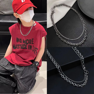 🔥สร้อยคอโซ่เหล็กไทเทเนียม จี้ไม้กางเขน แนวสตรีท ฮิปฮอป แนวสต…