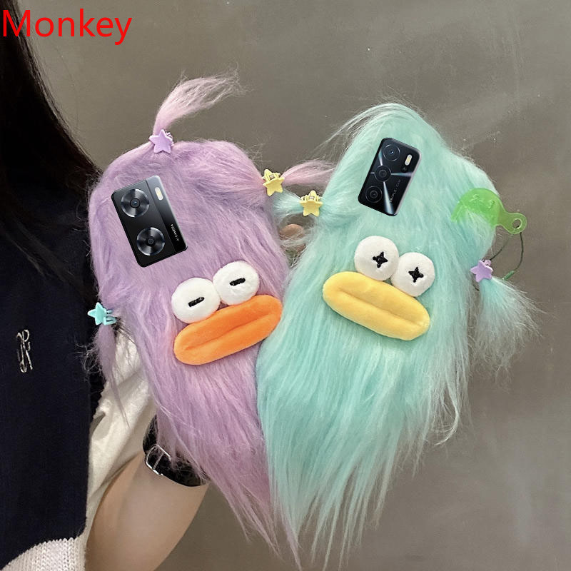 เคสโทรศัพท์มือถือ ผ้ากํามะหยี่ขนนิ่ม ลายมอนสเตอร์น่ารัก 3D สไตล์เกาหลี สําหรับ OPPO Reno 5F A98 A78 A58 A38 A95 A94 A93 A74 A54 A57 A18 A17 A16K A15S A12 A3S A5S