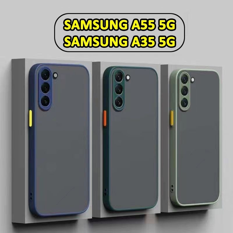 Galaxy A06 A16 A55 5G/A15 5G/A25 5G/A35 S24Fe A14 A24 A34 ตรงรุ่น (ส่งในไทย) เคสกันกระแทก ผิวด้าน เคสขอบสี Samsung 025