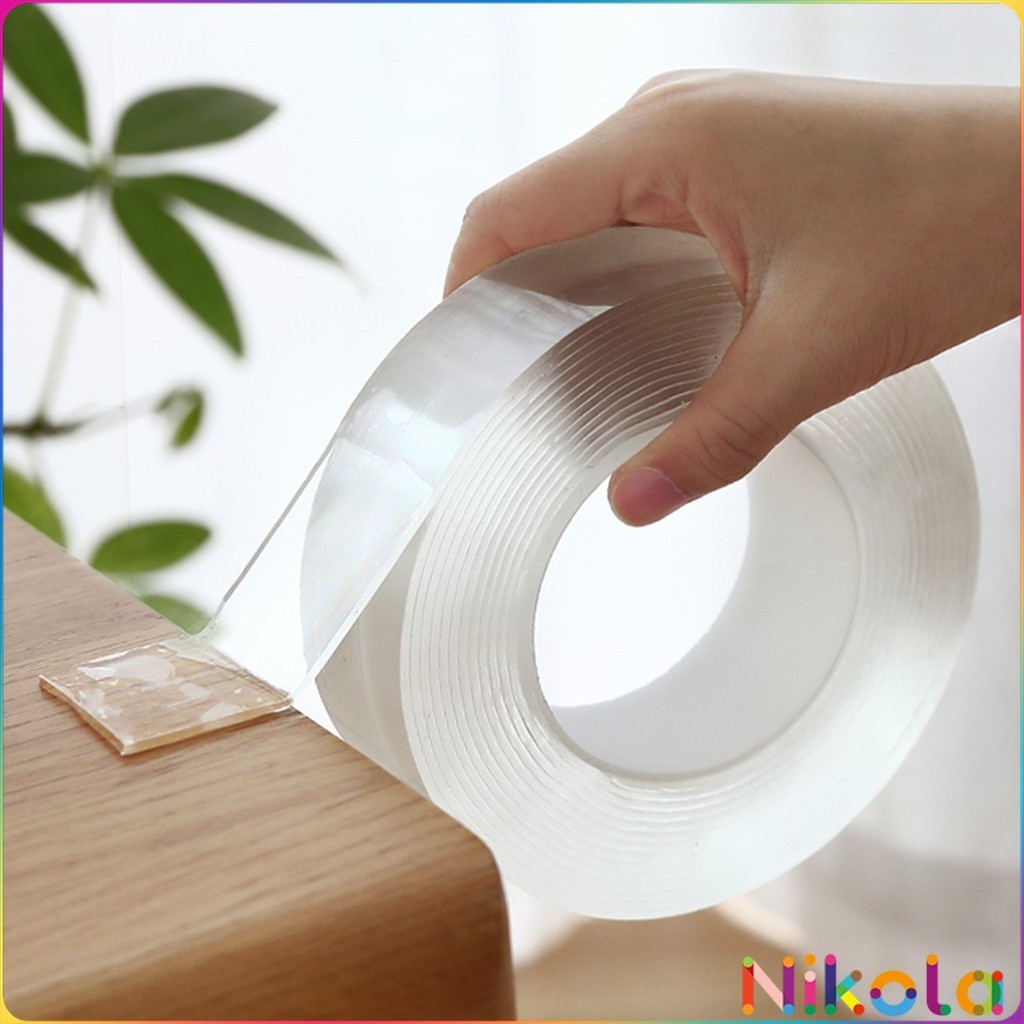 Nikola กาวสองหน้า เทปกาว ทำความสะอาดและนำมาใช้ใหม่ได้ มี 2 ขนาดให้ เลือก Double Side Adhesive Tape
