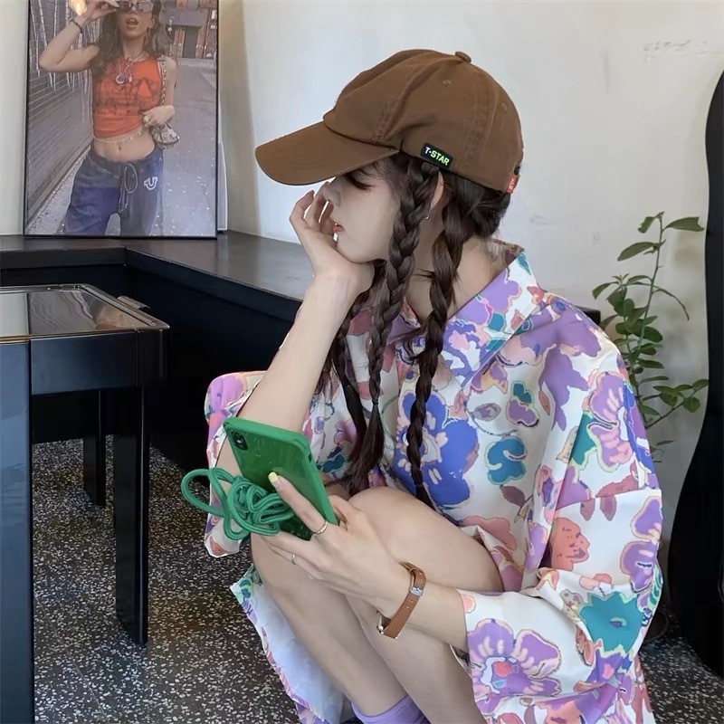 Ann.Fashion เสื้อแขนสั้นลายดอก เสื้อสงกรานต์ เสื้อฮาวาย คอปกแขนสั้น กระดุมหน้า ผ้าไหมอิตาลี ใส่ได้ทุกเพศทุกวัย #3002
