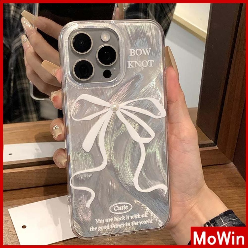Mowin - สำหรับ iPhone 11 15 Pro Max เคส ไอโฟน ขนนกสีเงินหรูหราโฮโลแกรมเลเซอร์เคสใส อ่อนนุ่ม TPU บัลเลต์คอร์ เข้ากันได้กับ iPhone 14 13 Pro Max 12 Pro Max 11 XR XS 7 8 PLUS