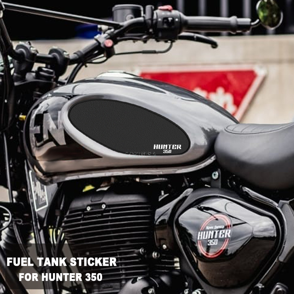 สําหรับ Royal Enfield HUNTER 350 รถจักรยานยนต์ถังน้ํามันเชื้อเพลิงยางสติกเกอร์ป้องกันเข่าถัง Pad Decal