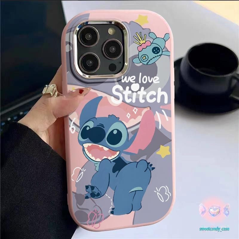 [จัดส่งในพื้นที่] น่ารักStitchกรอบรูปโลหะเคสโทรศัพท์ใช้งานร่วมกับiPhone x XR XS 11 13 15 12 PRO MAX 6 7 8 14 15 PLUS