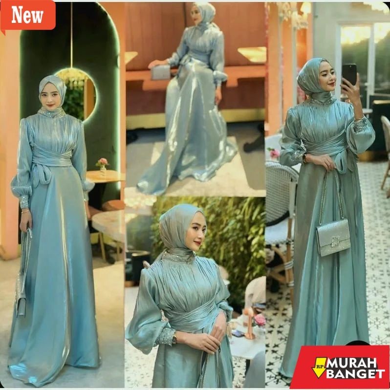 Party Dress - Amanda Dress Gamis Shimmer Silk mix Tile Squin รุ่นใหม่ล่าสุด
