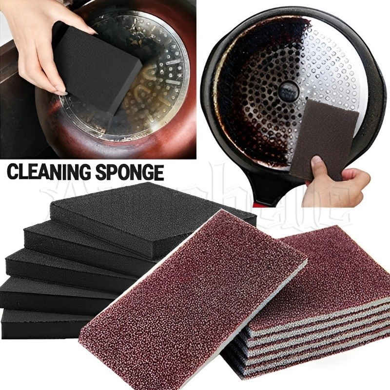 สครับฟองน้ําสีดํา Nano Emery Rust Remover Carborundum Magic แปรงทําความสะอาด Descaler เช็ดขัดหม้อ, กระทะและจานครัวเรือนครัว Gadgets / Hot