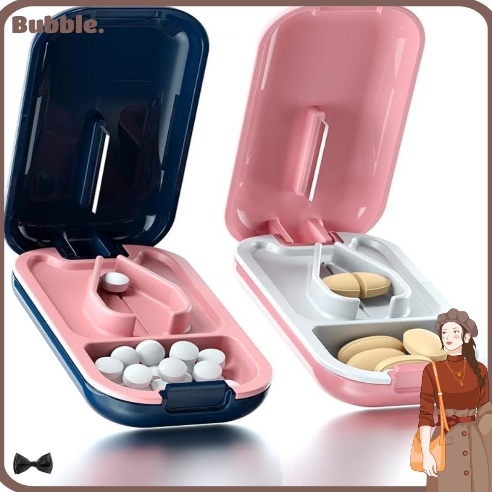 Bubble 2 In 1 กล่องแบ่งเม็ดยา วิตามิน กันฝุ่น แบบพกพา ขนาดเล็ก พร้อมกล่องเก็บ