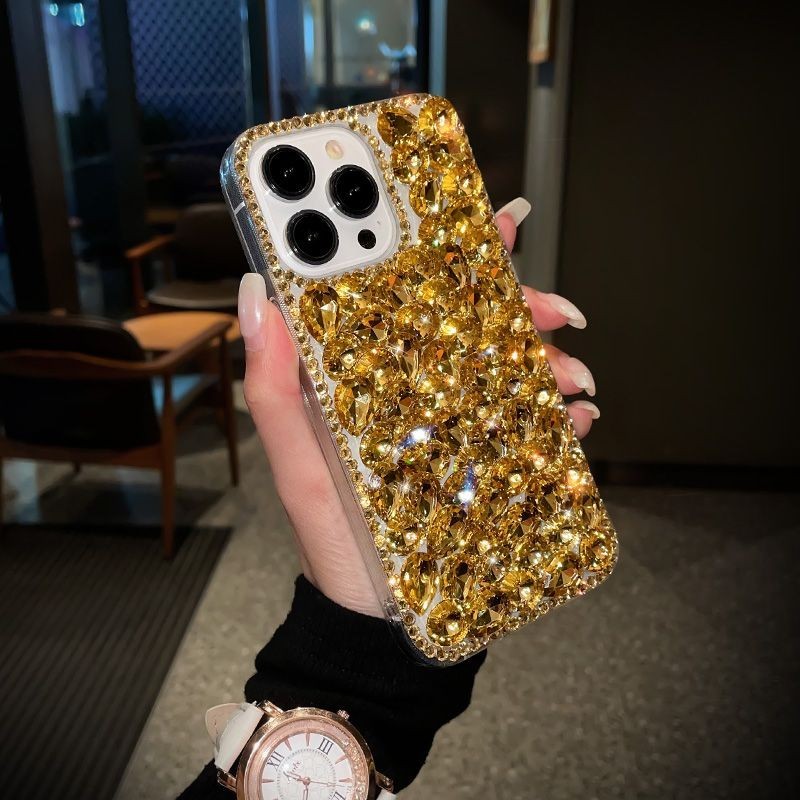 เคสโทรศัพท์มือถือ ซิลิโคน กันกระแทก ประดับเพชร หรูหรา สําหรับ Apple 15 14 13 12 11promax xr