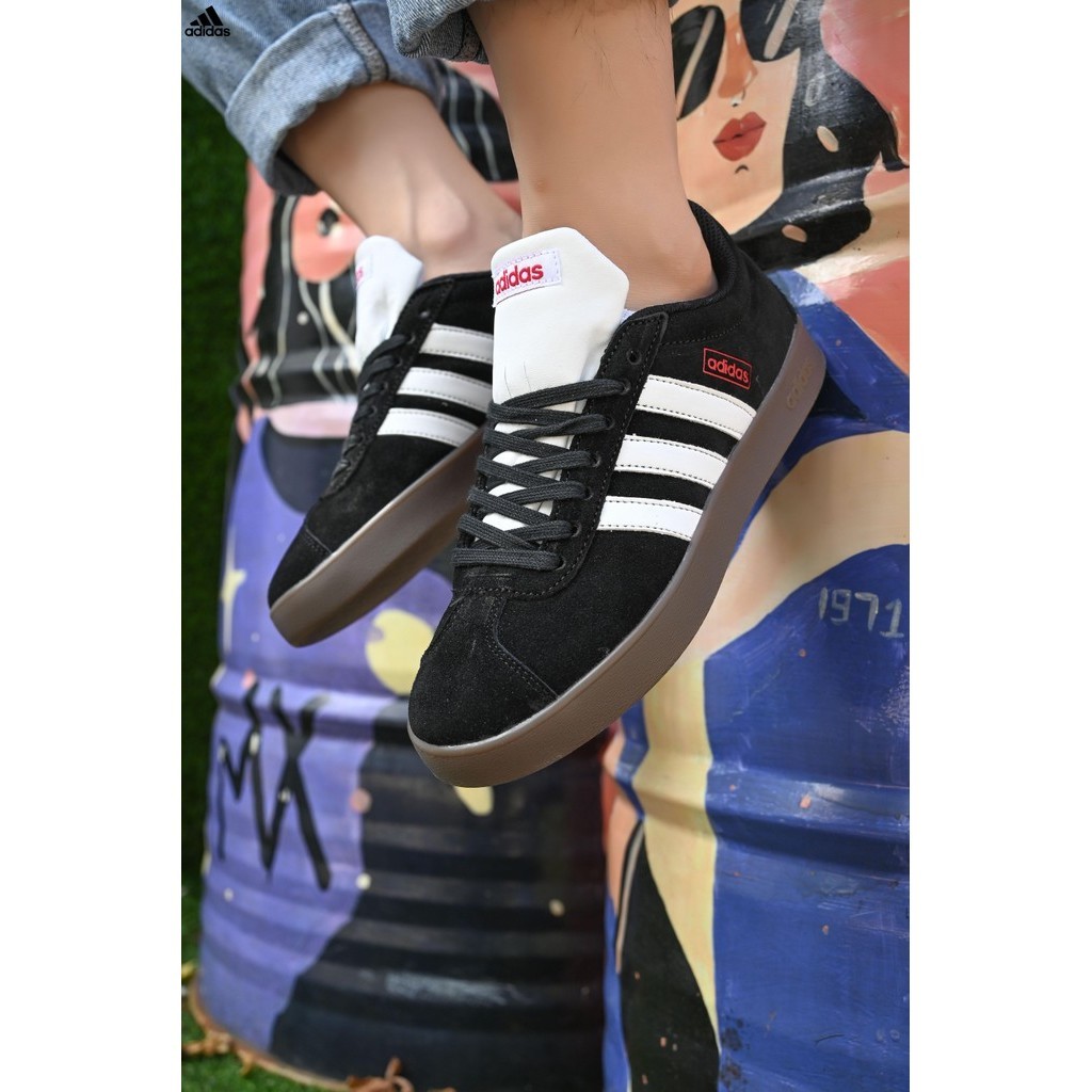 Adidas VL Court 2.0NEO series new leather non-slip lightweight casual sneakers รองเท้าผ้าใบผู้ชาย รองเท้าบาสเกตบอล รองเท