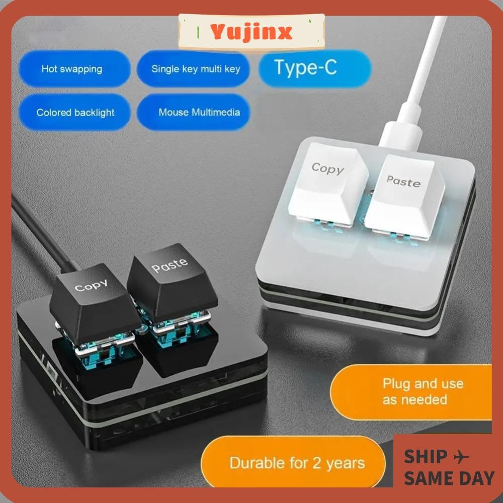 Yujinx คีย์บอร์ดคัดลอก และแปะ 2 คีย์ แบบใช้สาย USB Type-C 2 คีย์ สําหรับออฟฟิศ