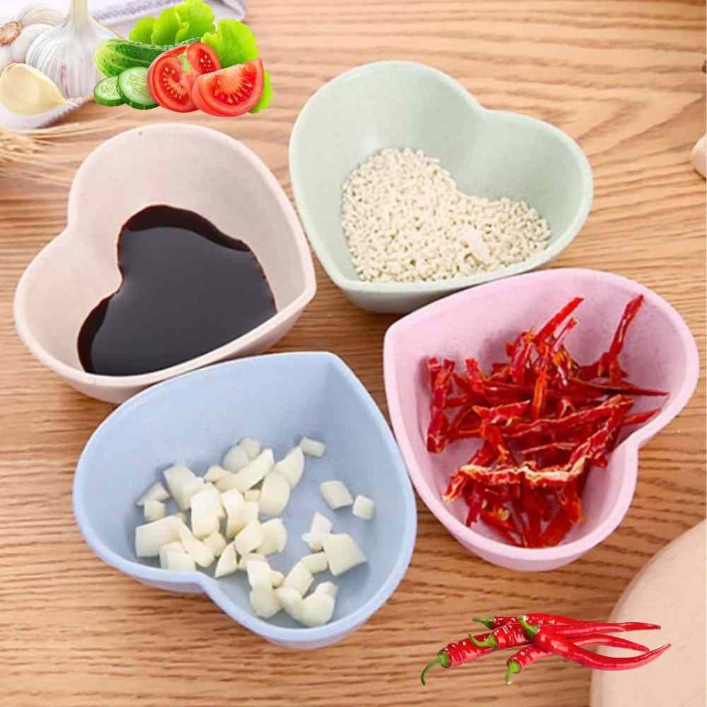 ถ้วยน้ำจิ้ม ถ้วยใส่อาหาร ถ้วยใส่เครื่องปรุง เครื่องเคียง แบบสองช่อง รูปทรงหัวใจ รูปทรงใบไม้ ขนาดเล็ก ทนทาน - รูปที่ 4