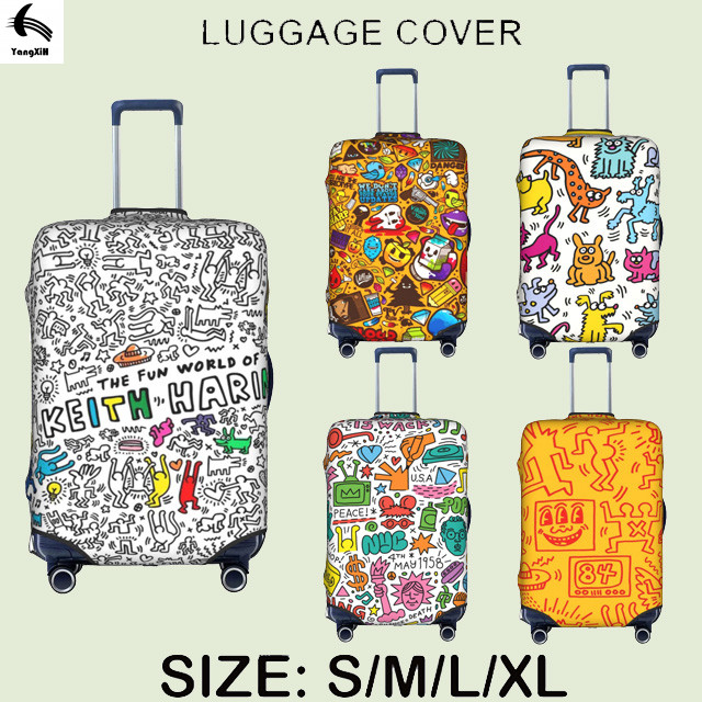 (พร้อมส่ง)Keith Haring ผ้าคลุมกระเป๋าเดินทาง กันน้ํา กันฝุ่น หนา 18 นิ้ว -32 นิ้ว