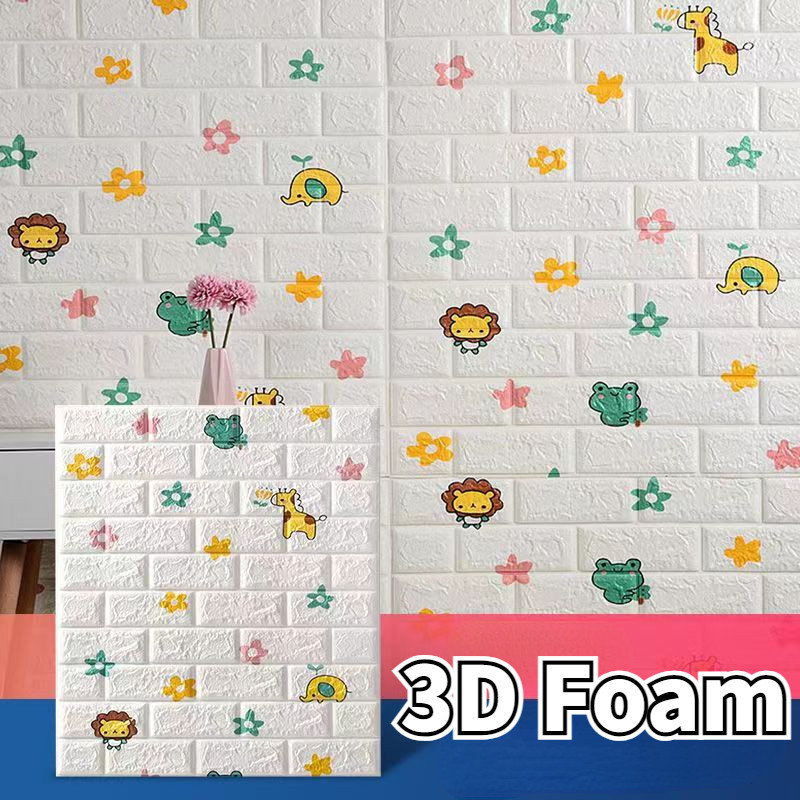 3D วอลเปเปอร์ติดผนัง วอลเปเปอร์ ติด ผนังห้องนอน สติกเกอร์วอลเปเปอร์โฟม ลายอิฐ 3D มีกาวในตัว กันน้ํา สําหรับติดตกแต่งผนังบ้าน 3D