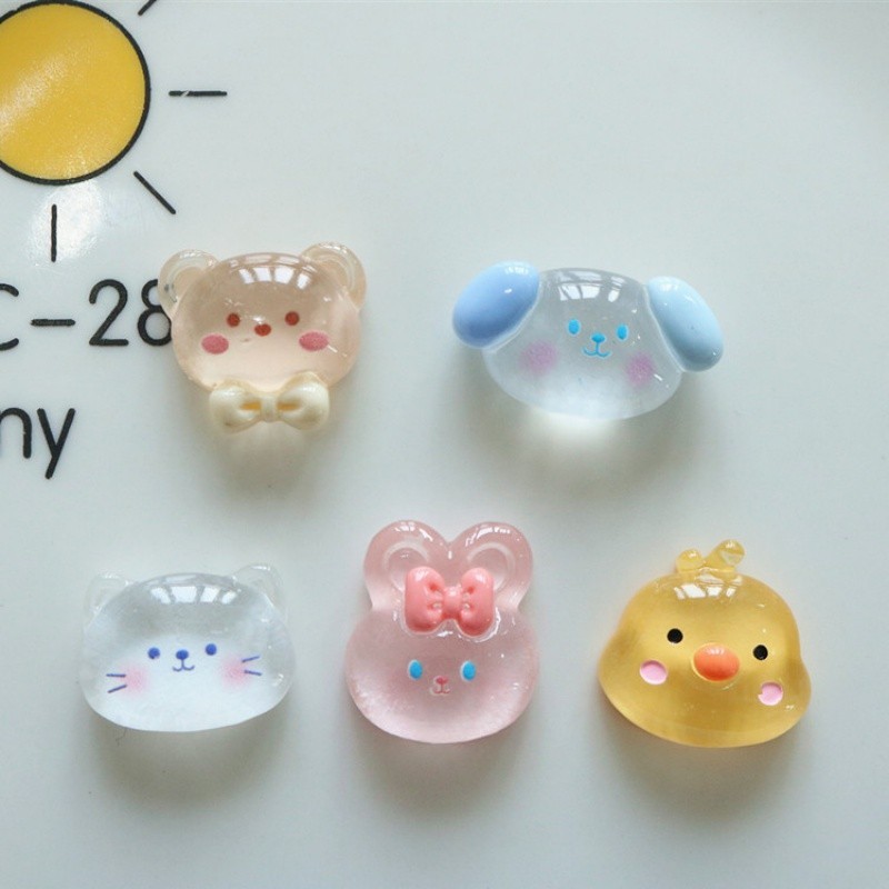 แผ่นกาวเรซิ่นใส รูปลูกสุนัข ลูกแมว ขนาดเล็ก แฮนด์เมด DIY อุปกรณ์เสริม สําหรับทําผม