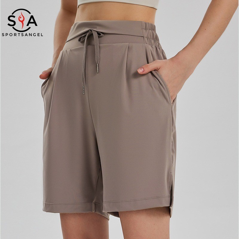 【Sportsangel】กางเกงขาสั้น ทรงหลวม มีเชือกผูก สามารถปรับได้ สําหรับออกกําลังกาย เข้ายิม