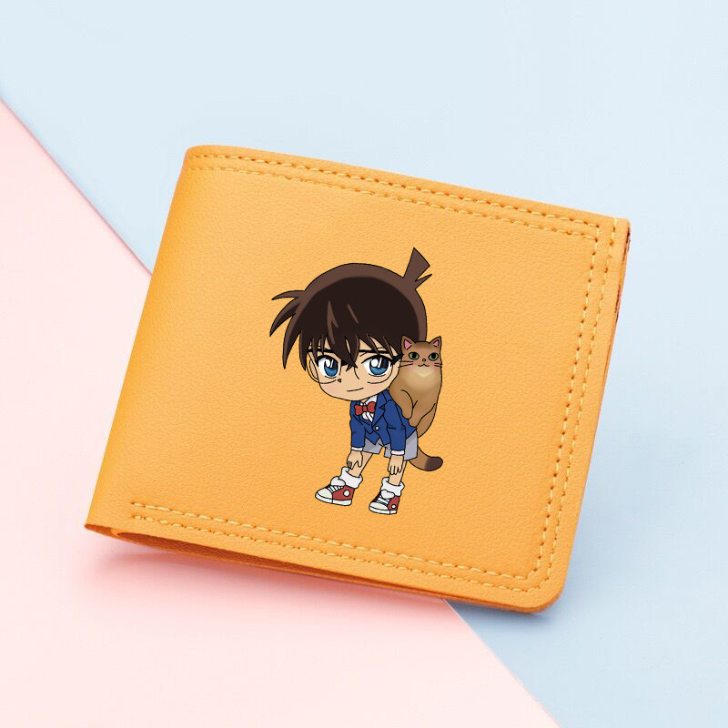 【SY1】กระเป๋าสตางค์ ใบสั้น พิมพ์ลายการ์ตูนโคนัน อเนกประสงค์ ใส่บัตรได้หลายช่อง สําหรับนักเรียน