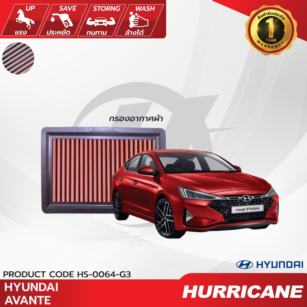 HURRICANE กรองอากาศ เฮอริเคน Hyundai  Avante  Coupe  Tiburon  Kia  Cerato  Spectra  Sportage  HS-0064 ราคา ถูกที่สุด ดีลบีเคเค แกลเลอรีภาพที่ 2