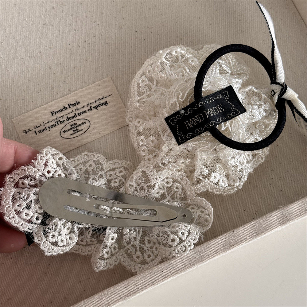 กิ๊บติดผม ผ้าลูกไม้ ลายดอกไม้ สีขาว สไตล์วินเทจ สําหรับผู้หญิง - รูปที่ 7