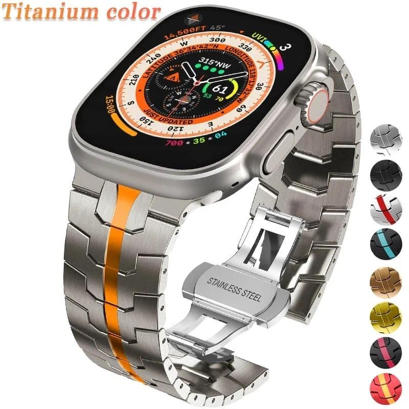 สายนาฬิกาข้อมือสเตนเลส ไทเทเนียม สําหรับ Apple Watch ultra2 IWatch series 9 8 7 6 SE 5 4 3 49 45 44 42 41 40 38 มม.