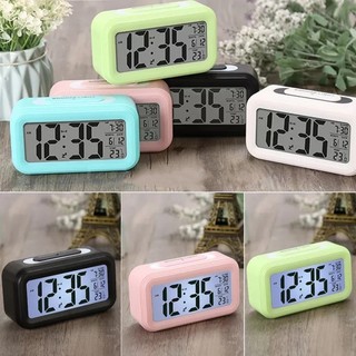 Cute LED Digital Snooze Electronic Alarm Clock Backlight Time Calendar Thermometer