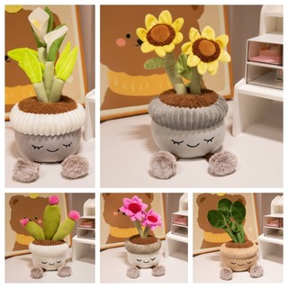 Cute Sunflower Potted Doll Creative Cactus Flower Plush Toy Bed Hug Sleeping Doll Comforting Doll Plant Flower Horseshoe Lotus Ornaments Decoration Holiday Gifts