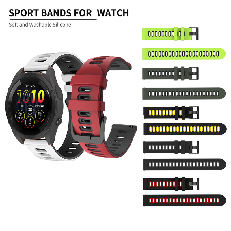 20 มม.22 มม.Breathable Sport สายรัดซิลิโคนสําหรับผู้เบิกทาง Garmin 265 255 165 245 245M 645 645M 55 158 570 970