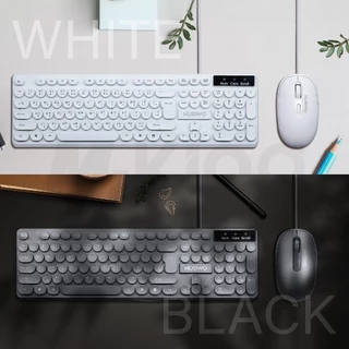 คีย์บอร์ดและเมาส์ NUBWO NKM-637 Keyboard+Mouse USB Wired Combo เชื่อมต่อง่าย ปุ่มกลมลอยดีไซน์มินิมอล
