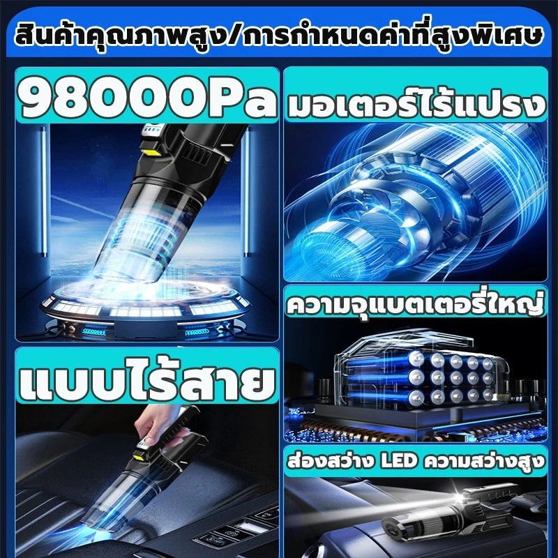 เครื่องดูดฝุ่นไร้สาย 2in1 550W พลังดูด 98000Pa