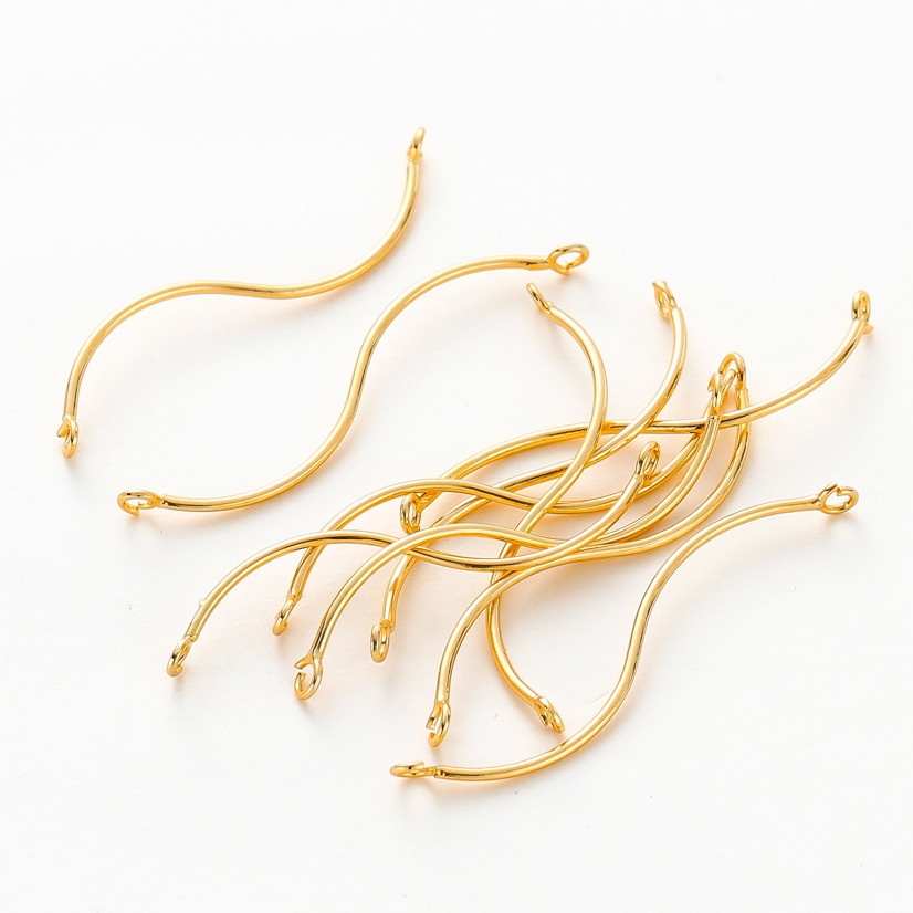 St.kunkka 10 ชิ้น Gold-Plated 18K สี-การเก็บรักษา Real Gold Double-Hole Glossy Stick เครื่องประดับแฟชั่น