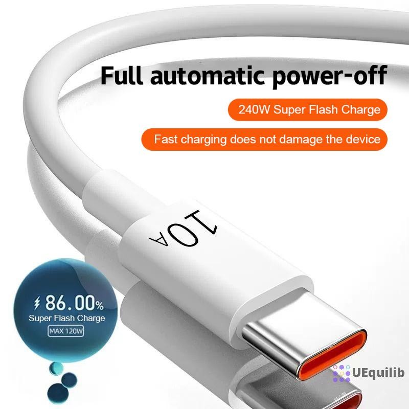 Uequilib 10A Fast Charging Data Cable Type-c ปิดอัตโนมัติง่าย 2M สายเคเบิลข้อมูลรถยนต์เหมาะสําหรับ Huawei Xiaomi Android Universal ใหม่
