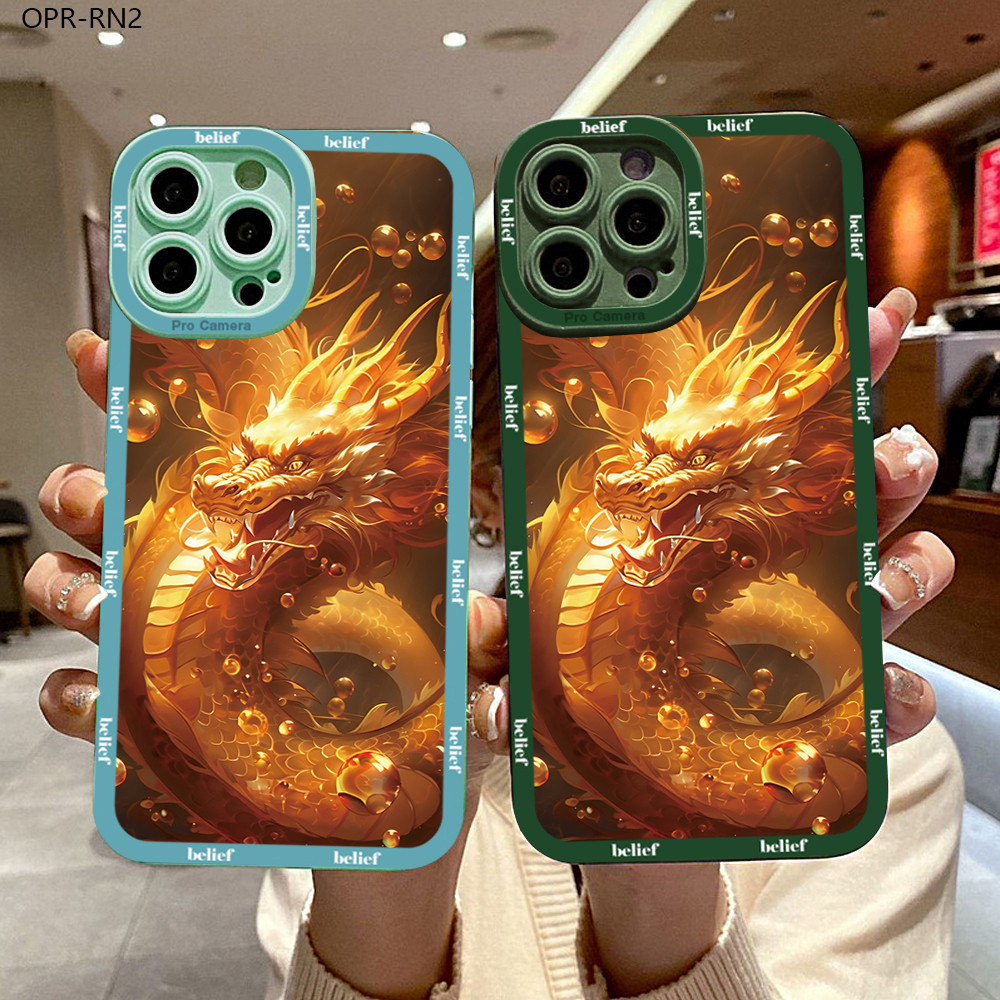 OPPO R17 Reno 2 2F 3 4 4F 10X Zoom Pro 4G สำหรับ Case Cartoon Gold Loong Bubble เคสโทรศัพท์ Full Cover Thicken Lens Shock-Absorbing Back TPU