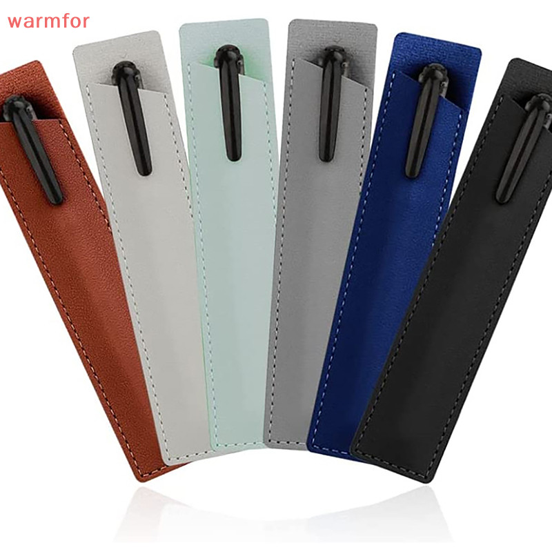(warmfor) กระเป๋าดินสอ ปากกาลูกลื่น หนัง PU สีพื้น แบบพกพา กันรอยขีดข่วน
