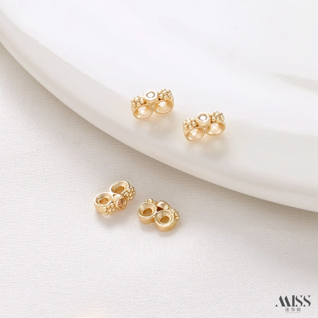 ลูกปัดสเปเซอร์ สีทอง 14K ประดับเพทาย รูปดอกพลัม สามแถว สําหรับทําเครื่องประดับ สร้อยข้อมือ diy - รูปที่ 4