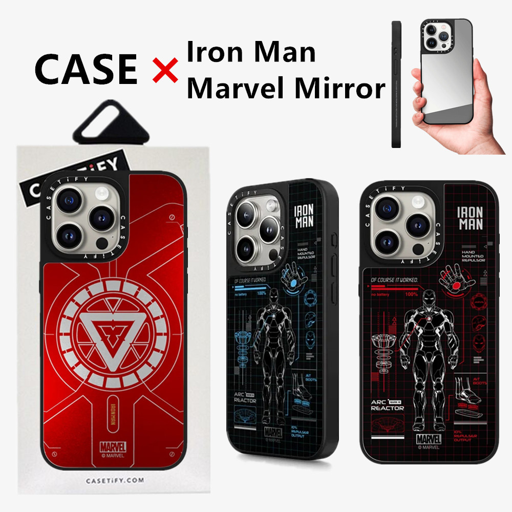 Casetifg เคสโทรศัพท์มือถือแบบกระจกแข็ง กันกระแทก ลาย Marvel Iron Man คุณภาพสูง พร้อมกล่อง สําหรับ iPhone 15 14 11 12 13 Pro Max