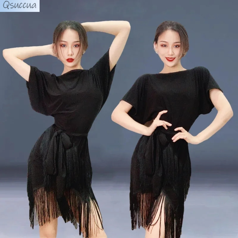 Qsuccua ใหม่ ชุดเดรสเต้นรําละติน หลายชั้น สําหรับผู้ใหญ่