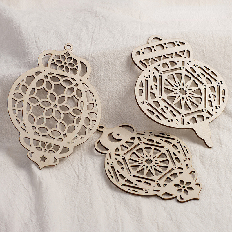 2025 Ramadan แขวนเครื่องประดับ Hari Raya ตกแต่งจี้ไม้ Eid Mubarak ตกแต่ง Star Moon Home Decor