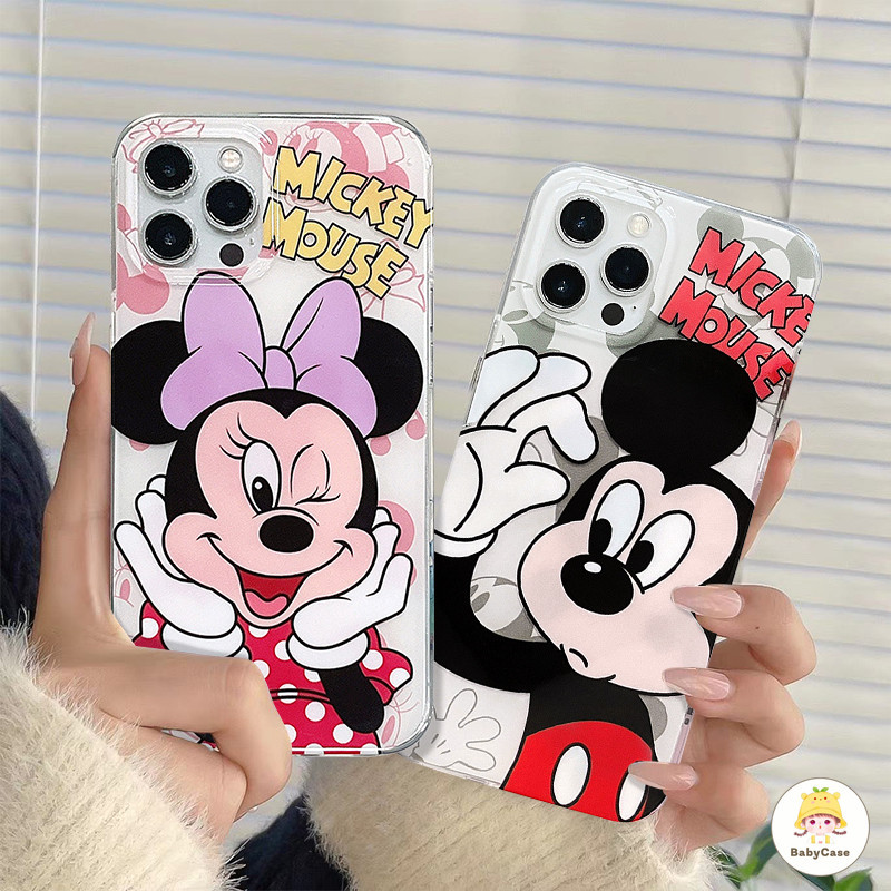 เคสนิ่มใสลายการ์ตูนดิสนีย์มิกกี้มินนี่น่ารักสำหรับ iPhone 11 15 14 13 12 Pro Max 7Plus 7 8 14 15 Plus XR X XS Max SE