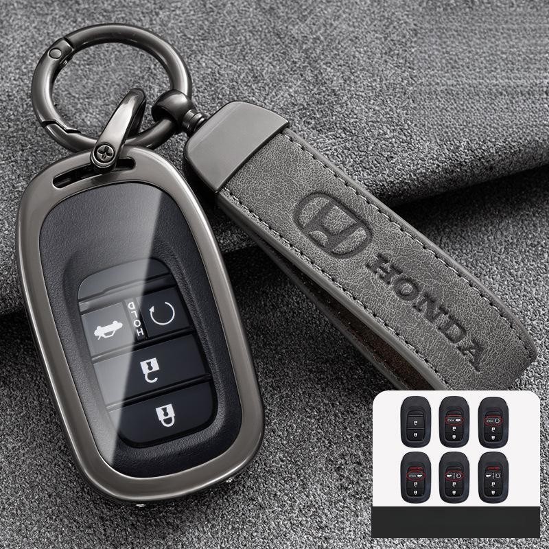 เคสกุญแจรีโมทรถยนต์ แบบโลหะ หนัง สําหรับ Honda Key Fob 2022 2023 Honda Civic Accord Sport SI EX EX-L