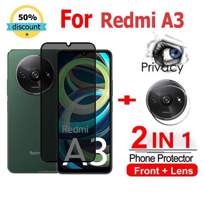 2 in 1 ฟิล์ม Redmi A3 ฟิล์มกระจกนิรภัยกันรอยหน้าจอ กันแอบมอง เพื่อความเป็นส่วนตัว สําหรับ Xiaomi 14 Pro Ultra Redmi A3 A2 Plus 13C 12C Note 13 Pro Plus POCO C65 M6 X6 Pro 5G ฟิล์มกันรอย ฟิล์มกล้อง