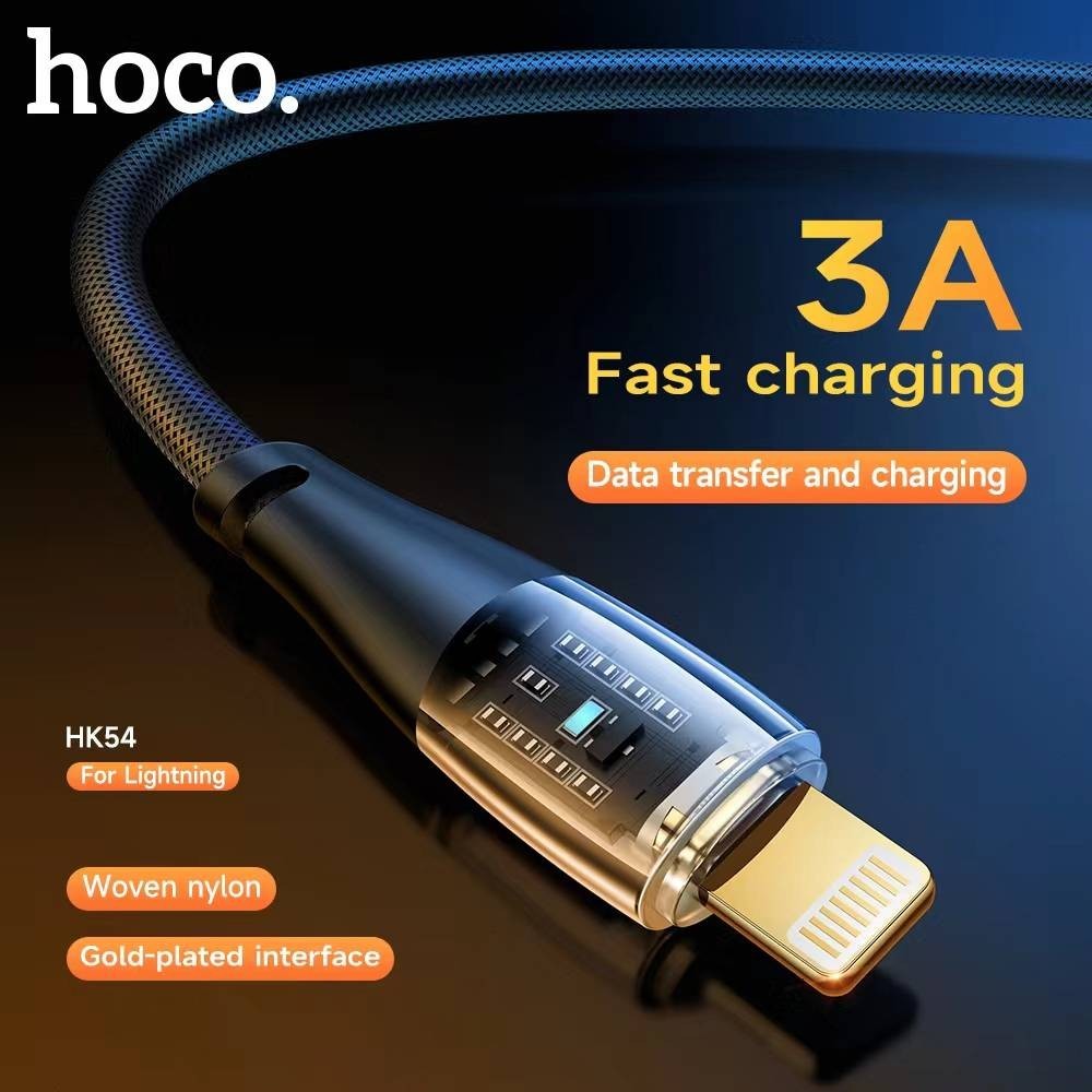 Hoco HK54 สายชาร์จ เห็นแผงวงจร มีไฟLED สำหรับ iOS/Micro/TC จ่ายไฟ 3A ยาว 1M  ไนล่อนแข็งแรง hc7 - รูปที่ 2