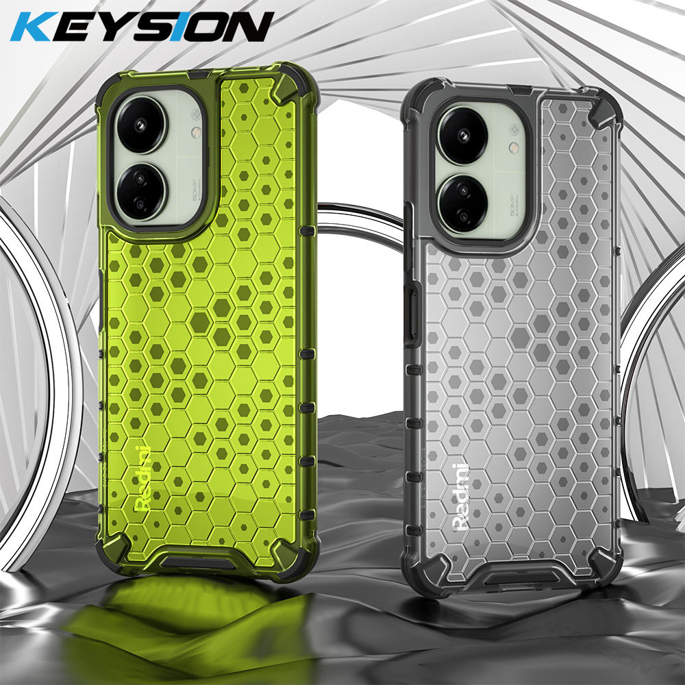 Keysion เคสโทรศัพท์มือถือ ซิลิโคน PC ใส กันกระแทก ลายรังผึ้ง สําหรับ POCO C65 Redmi 13C