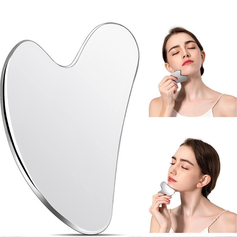 สแตนเลส Guasha Scraping นวด Face Massager การฝังเข็ม Gua Sha Board เครื่องมือนวดสแตนเลสโลหะ Heart Shape Maftan Shamile 304 สแตนเลสสตีล