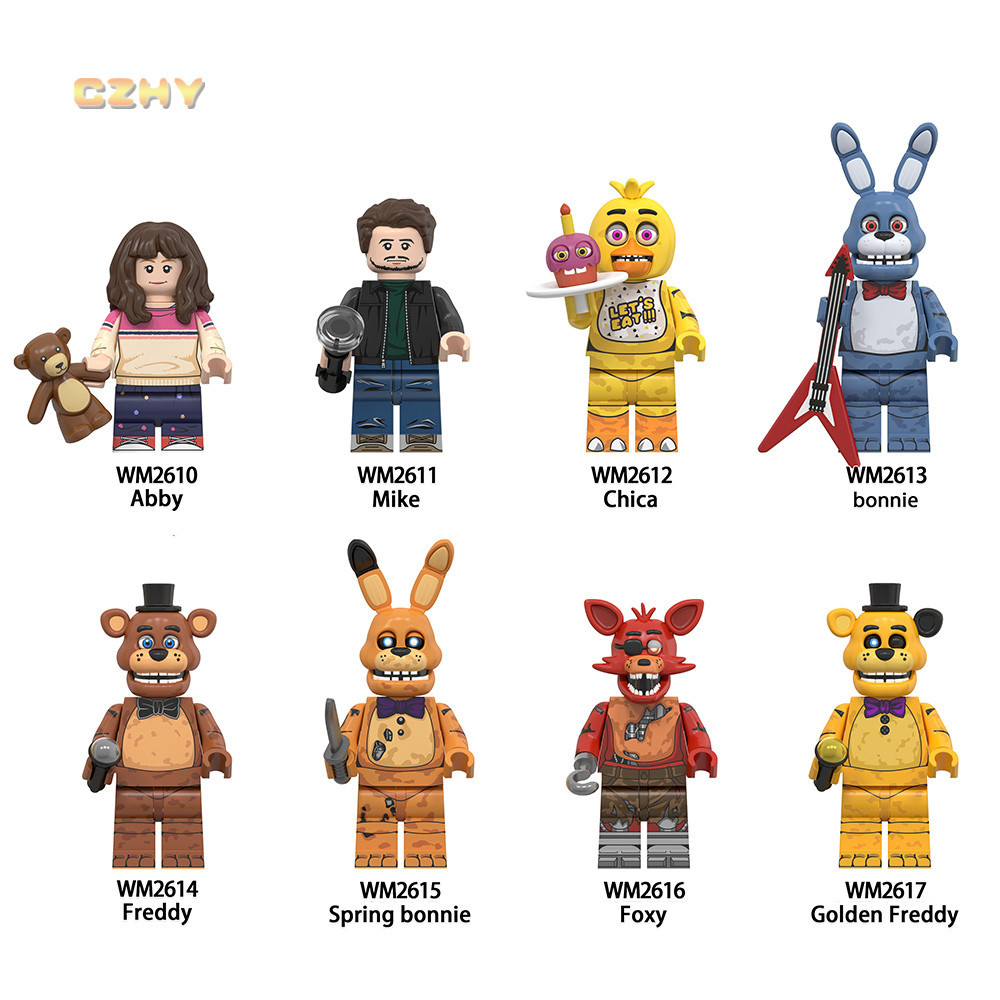 Fnaf ของเล่นตัวต่อฟิกเกอร์ Freddy Chica Bonnie Foxy Abby Mike ขนาดเล็ก สําหรับเด็ก WM6170