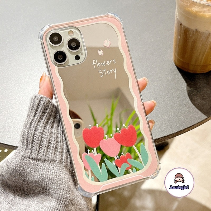เคสโทรศัพท์มือถือ TPU นิ่ม ป้องกันสิ่งสกปรก ลายดอกทิวลิป สีชมพู แฟชั่น สําหรับ IPhone 11 13 14 Pro Max 12 15 Promax X Xs XR 7 8 Plus