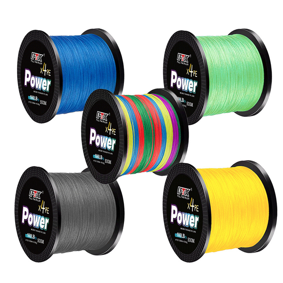 สายเอ็นตกปลา PE แบบถัก 8-80LB 4 เส้น 500 เมตร