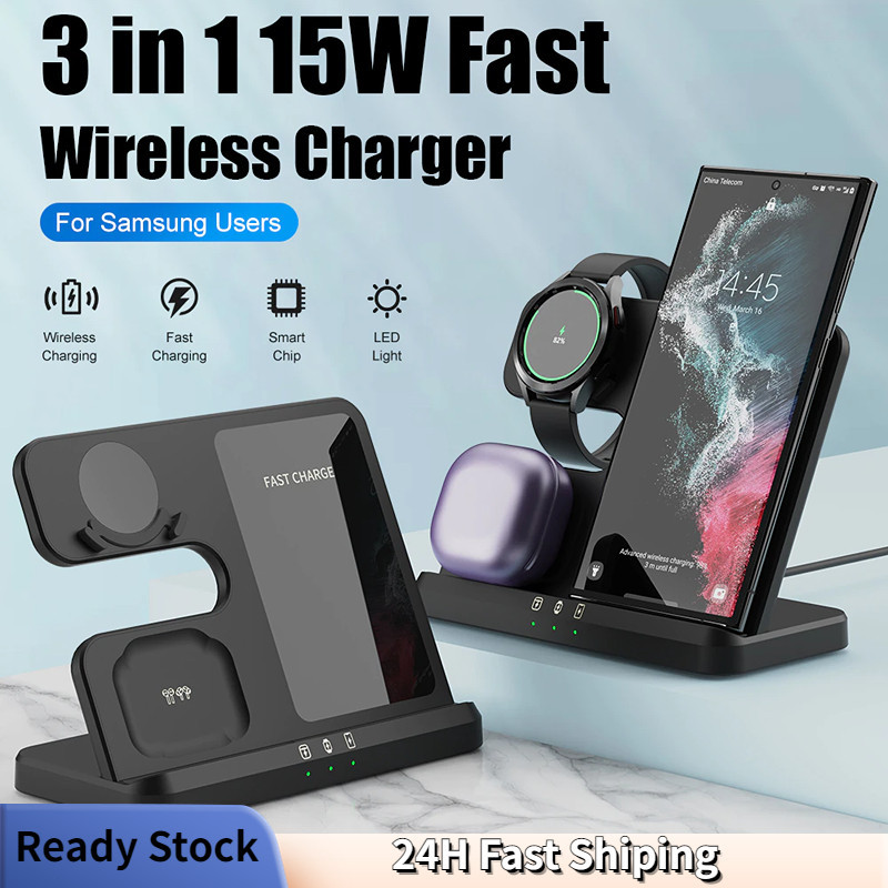 3 in 1 แท่นชาร์จไร้สาย 30W ชาร์จเร็ว สําหรับ Samsung Galaxy S24 S23 S22 S21 Ultra S20 Watch5 Pro Buds2 Pro