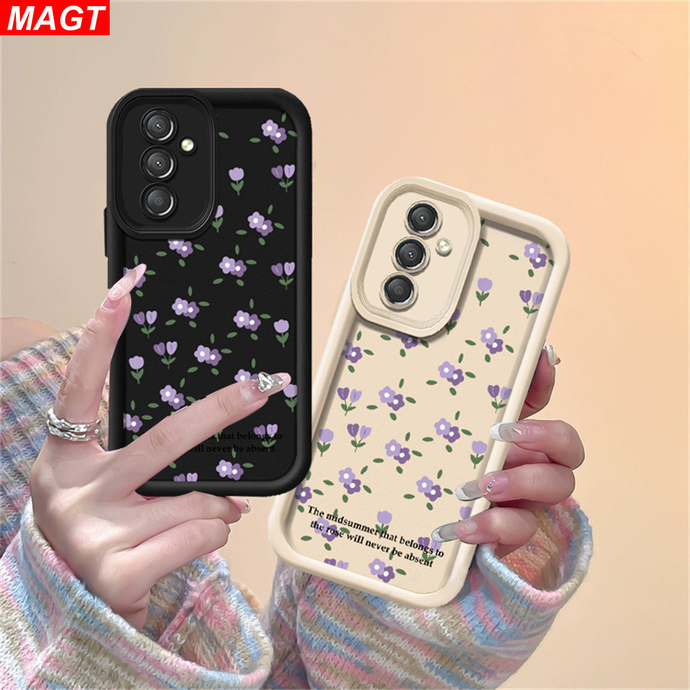 Samsung A55 5G A54 A05S A15 A14 A13 A52 A04S A03S A04E A10 A10S A11 A12 A20 A30 A20S M11 M12 A13 5G A02S Minimalist แฟชั ่ นอินเทรนด ์ โรแมนติกเต ็ มหน ้ าจอสีม ่ วงดอกไม ้ กรณี MAGT