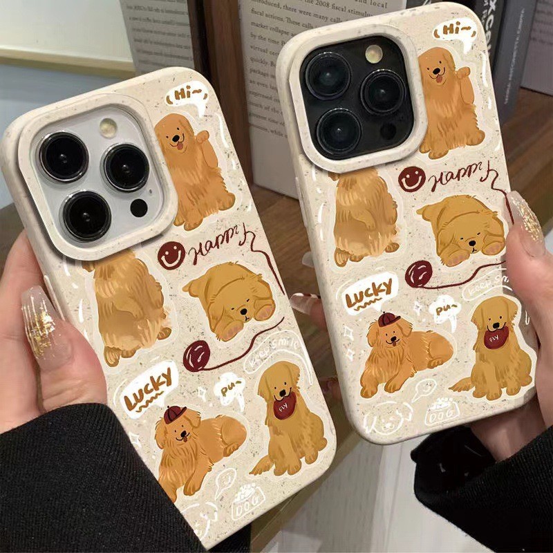 สำหรับ iPhone 13 12 14 11 15 Pro Max XR X Plus SE MINI XS 6 7 8 G รูปแบบลูกสุนัขกรณีโทรศัพท์มือถือย่อยสลายได้น่ารัก