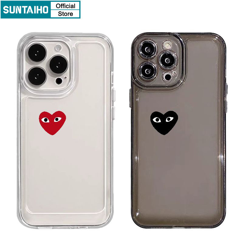 Suntaiho เคสไอโฟน เคสโทรศัพท์มือถือแบบนิ่ม TPU ใส กันกระแทก ลายตาหัวใจ ตลก สร้างสรรค์ สําหรับ Iphone 15 14 12 13 11 Pro Max IP 7 8 Plus Iphon X XS XR Xs Max